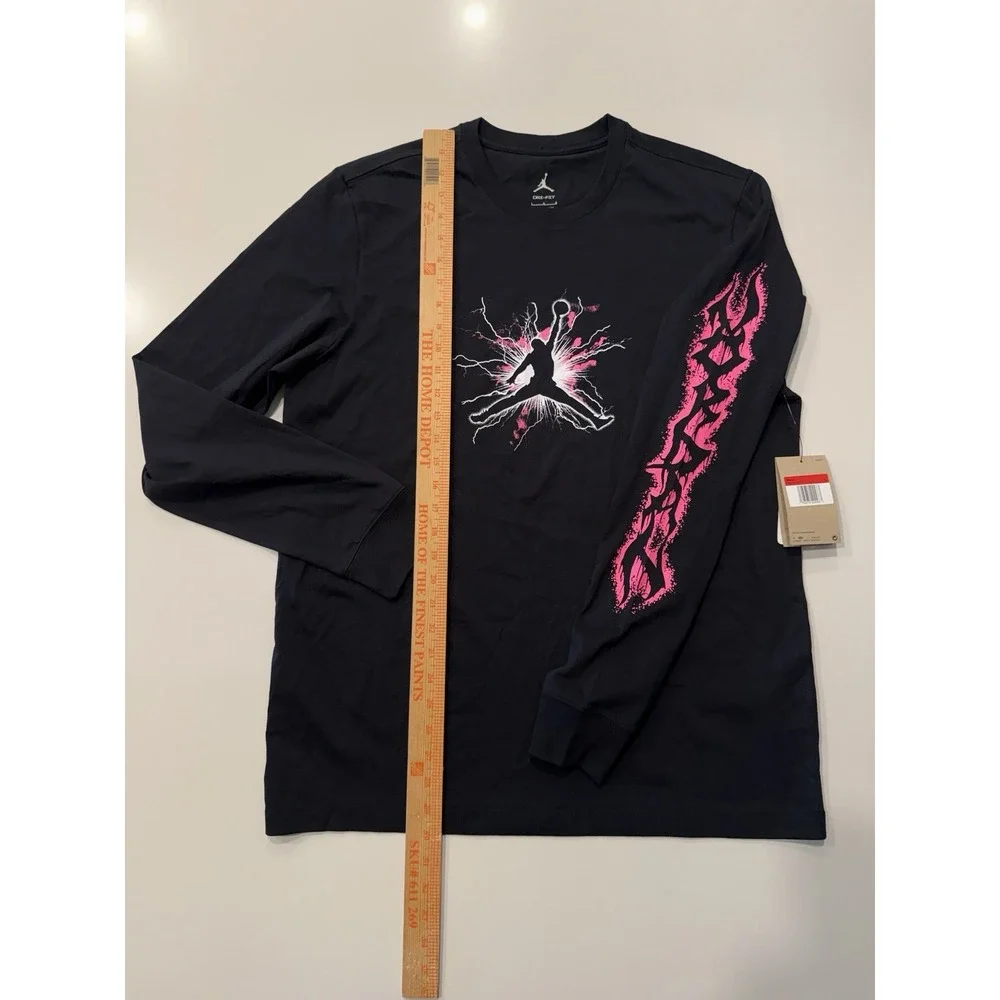 Jordan Dri-FIT Sport Long Sleeve Graphic T-Shirt FN5972-010 Black Mens Large NWT